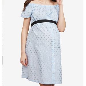 NWT Printed Cotton Off-the-Shoulder Dress